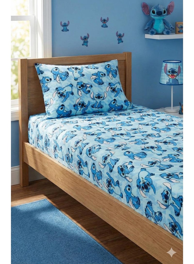 Yarlin - Fitted Fleece 120*200- With 1 Pillowcase 50*70- Stitch Design - Image 1