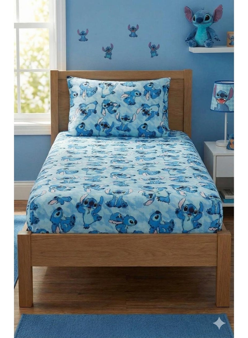 Yarlin - Fitted Fleece 120*200- With 1 Pillowcase 50*70- Stitch Design - Image 2