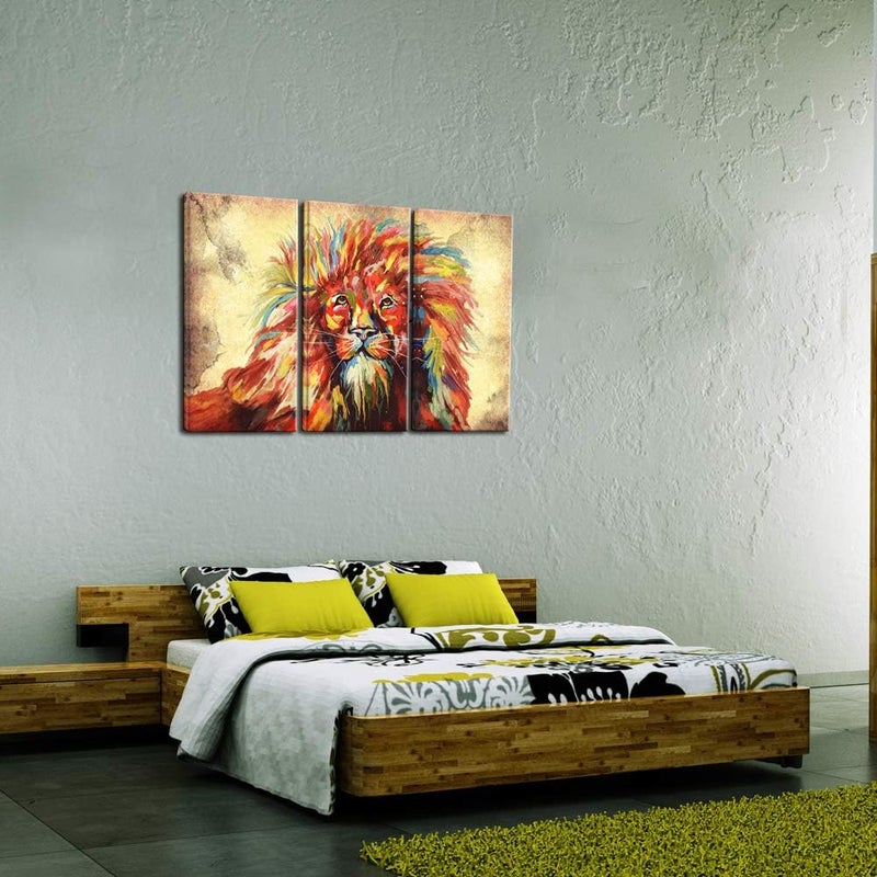 LevvArts Abstract Lion Canvas Wall Art - 3 Piece Set - Image 4
