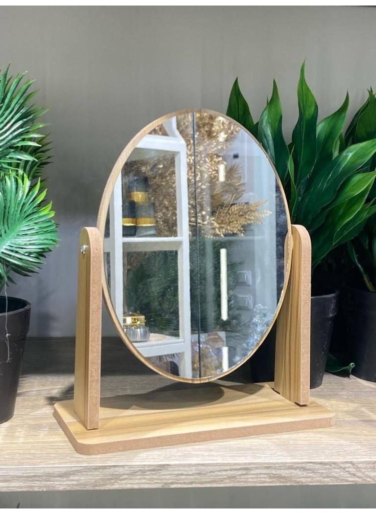 Wooden mirror, oval size, double-sided, 25cm x 21.5cm - Image 2