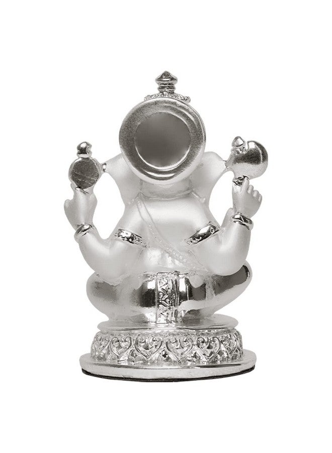 DIVINITI تمثال غانيشا مغطى بالفضة 999 من ديفينتي لتزيين المنزل - تمثال غانباتي | تمثال للمنزل، المكتب، المعبد وزينة الطاولة | تمثال ديني للعبادة، هدية (5.7x7 سم) - Image 3