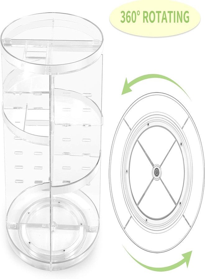 FOROLY 360 Rotating Makeup Organizer, Plastic DIY Adjustable Bathroom Makeup Carousel Spinning Holder Rack, Large Capacity Cosmetics Storage Box Vanity Countertop (Clear) - Image 3