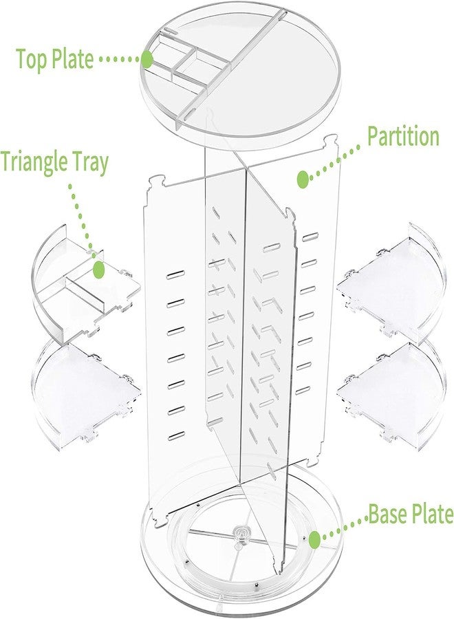 FOROLY 360 Rotating Makeup Organizer, Plastic DIY Adjustable Bathroom Makeup Carousel Spinning Holder Rack, Large Capacity Cosmetics Storage Box Vanity Countertop (Clear) - Image 2