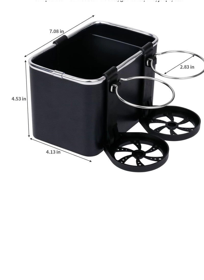 Generic Car Storage Box Car Seat Organizer Tissue Storage with Cup Holder, Multifunctional Car Organizers for Water Cups, Coffee Cups, Drinks, Paper Towels, Cell Phones  - Image 2