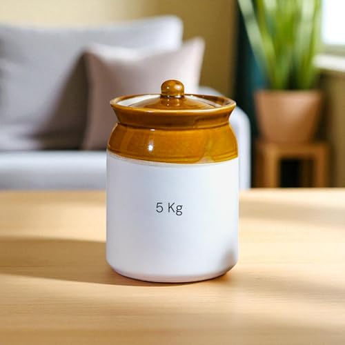 ClayStone Traditional 5kg Pickle Ceramic Jar - 5L Large Capacity Martban Bharani Container for Achaar Pickles - Image 1
