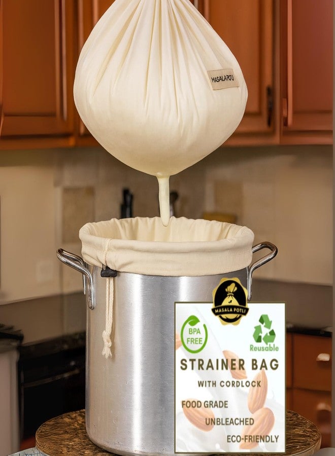 Masala Potli Multipurpose Strainer Bag (Pack of 2) | 100% Cotton Yogurt Maker, Nut Milk, Cold Brew Coffee, Sprouts & Juice Filter | Hung Curd Cloth & Cheesecloth | Washable, Reusable & Eco-Friendly - Image 5