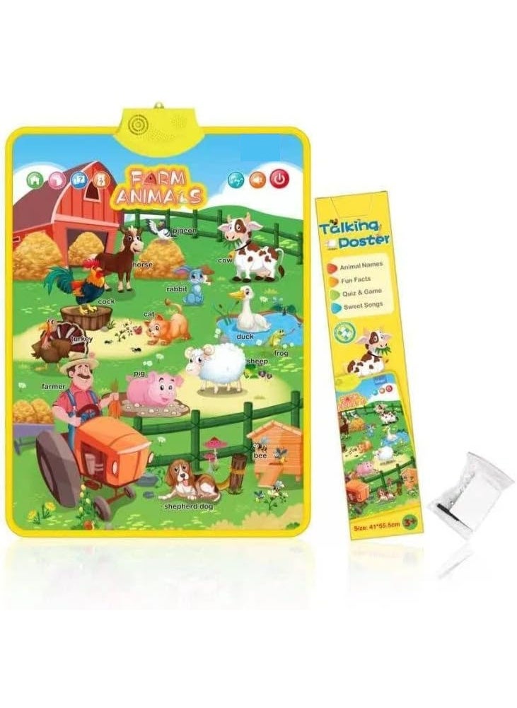UKR Farm Animals Interactive Educational Talking Poster for Kids | Fun Learning Tool for Animal Sounds, Names & Early Childhood Education | Interactive Poster for Toddlers & Preschoolers  - Image 2