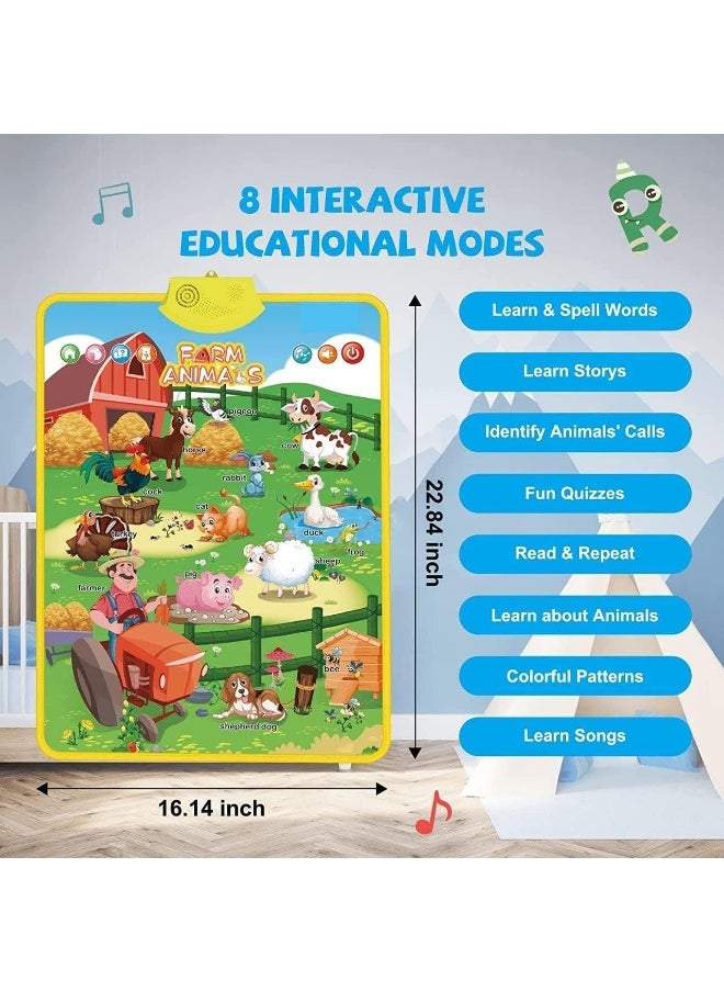 UKR Farm Animals Interactive Educational Talking Poster for Kids | Fun Learning Tool for Animal Sounds, Names & Early Childhood Education | Interactive Poster for Toddlers & Preschoolers  - Image 4
