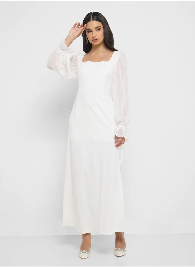 ELLA Puff Sleeves Shift Dress