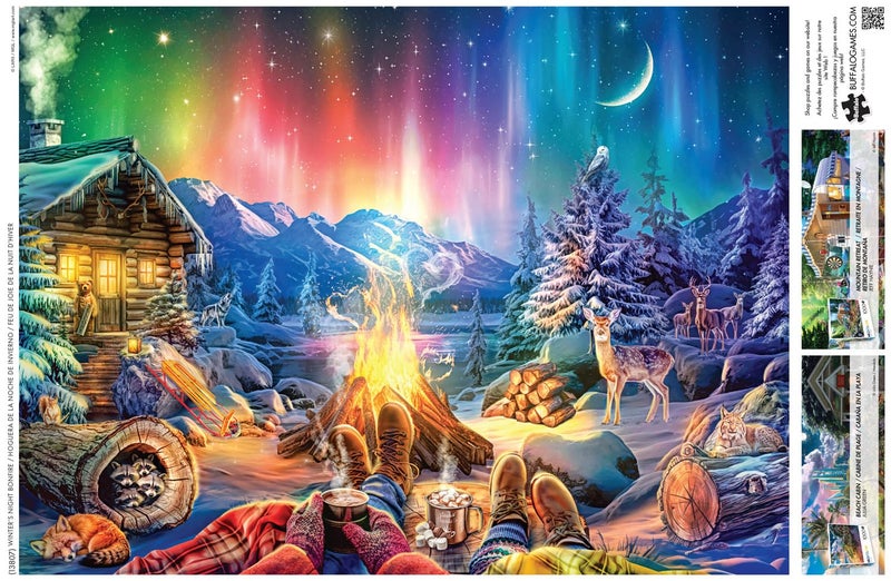 Buffalo Games - Lars Stewart - Winter's Night Bonfire - 1000 Piece Jigsaw Puzzle - Colorful, Holiday Puzzles for Adults â€“ Precision-Cut Pieces, Seasonal Artwork, and Hours of Relaxing Fun - Image 5