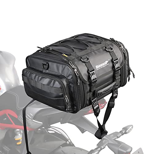 Rhinowalk Motorcycle Saddle Bag Motorbike Tail Bag Waterproof Expandable Pannier Bag Powersports Travel Luggage Black 26L - Image 1