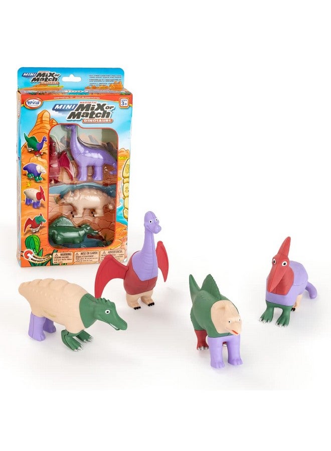 Popular Playthings مجموعة الديناصورات المغناطيسية الصغيرة القابلة للمزج أو المطابقة من POPULAR PLAYTHINGS - 4 ديناصورات: براشيوصور، أنكيلوصور، سبينوصور، وبتروداكتيل - Image 1