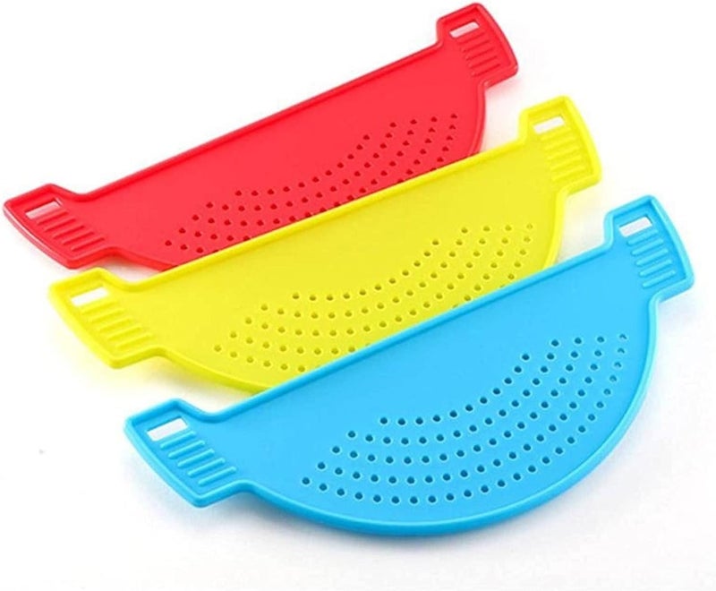 أداة مطبخية لتصفية المياه من نوع Skimmer، عبوة واحدة، سلة بلاستيكية لتصريف المياه، مانعة للتسرب، مناسبة للطهي والقلي (لون أحمر) - Image 2