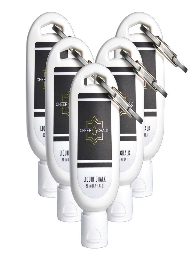 Cheer Chalk Liquid Chalk - Chalk for Elite Cheerleading - Chalk for Stunting - Chalk for Gymnastics - 50ml Bottle with Carabiner - 50 Practices Per Bottle - Maximum Grip for Safer Stunting (5 Pack) - Image 1