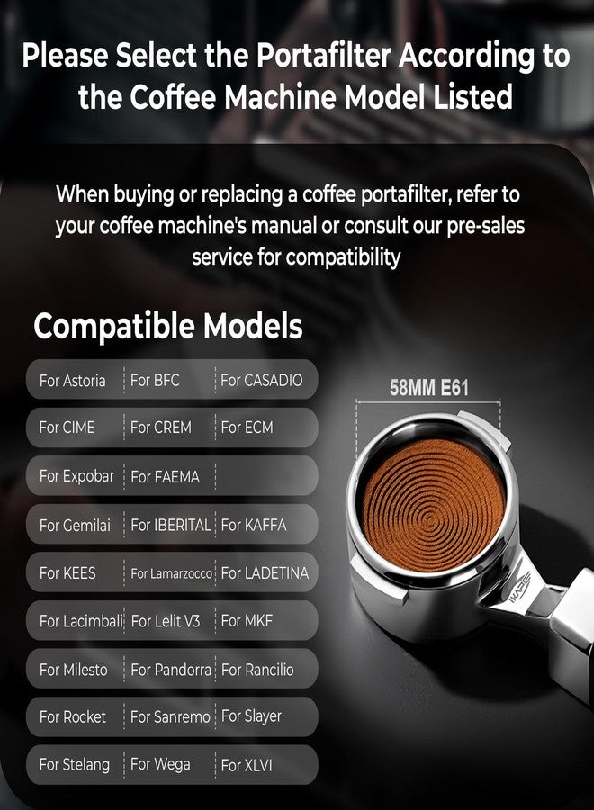 IKAPE 58mm Bottomless Naked Portafilter, Coffee Portafilter with Aluminum Alloy Handle, 2 Ears Fits E61, ECM, Rocket, Sanremo, Synesso, Slayer, VBM Machines, with 18g Capacity Filter Basket - Image 2