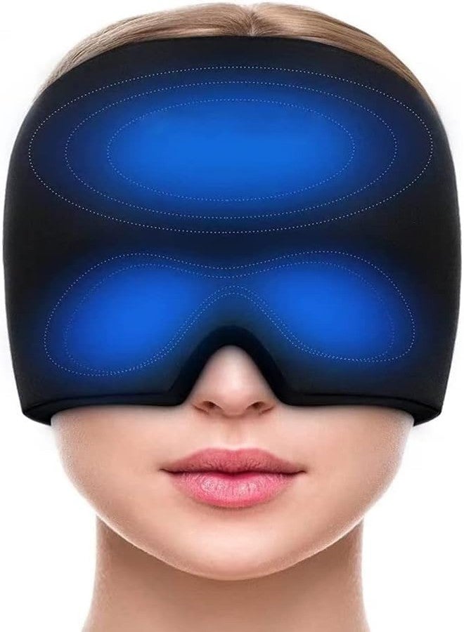 J.v enterprise Gel Ice Relief Mask Pack for Headache Cold and Hot Therapy Face Eye Neck and Head Hat Cap for Migraine pain, Puffy Eyes, Tension, Sinus and Stress Reliefing - Image 2