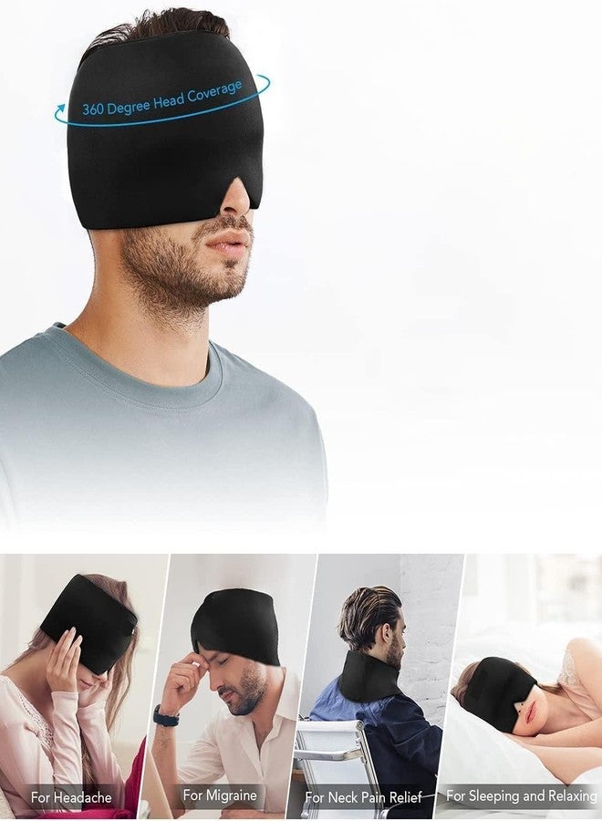 J.v enterprise Gel Ice Relief Mask Pack for Headache Cold and Hot Therapy Face Eye Neck and Head Hat Cap for Migraine pain, Puffy Eyes, Tension, Sinus and Stress Reliefing - Image 4