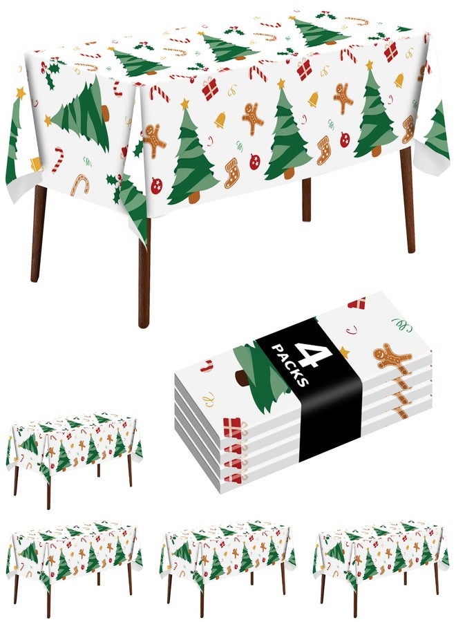 CXPSINC 4 Pack Disposable Christmas Plastic Tablecloth - Christmas Table Cover for Party Decoration Supplies - 54 x 108 Inches Christmas Tree Tablecloth (Christmas Tree) - Image 1