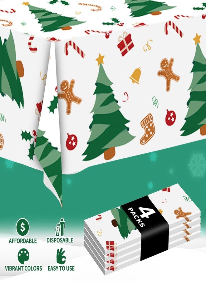 CXPSINC 4 Pack Disposable Christmas Plastic Tablecloth - Christmas Table Cover for Party Decoration Supplies - 54 x 108 Inches Christmas Tree Tablecloth (Christmas Tree) - Image 4