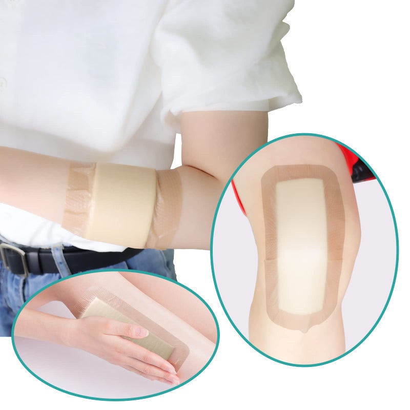 Dimora Silicone Foam Dressing with Border Adhesive 4"x8" Waterproof Wound Dressing Bandage for Wound Care 5 Pack - Image 5