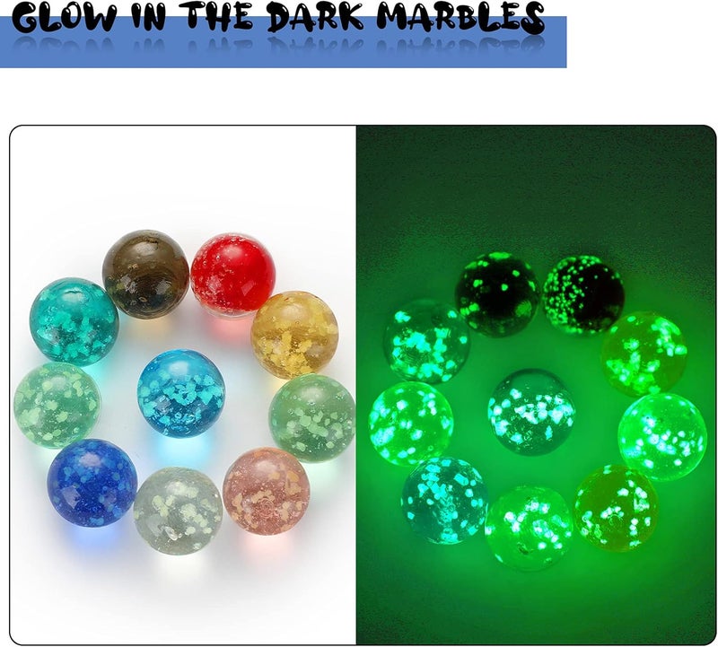 Skylety 20 Pieces Marbles Glowing in The Dark Handmade Glass Marbles Decorative Luminous Muti-colors Doted Style Glass Marbles, Sports Toys for Teenagers and Adults (20 mm) - Image 4