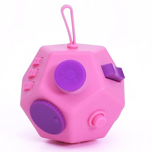 UOOEFUN Fidget Toys CubeFinger Cube12 Sided Fidget Toys Relief Stress and Anxiety Depression Autism for Girls Kids Adults Pink - Image 1