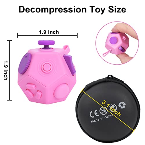 UOOEFUN Fidget Toys CubeFinger Cube12 Sided Fidget Toys Relief Stress and Anxiety Depression Autism for Girls Kids Adults Pink - Image 5