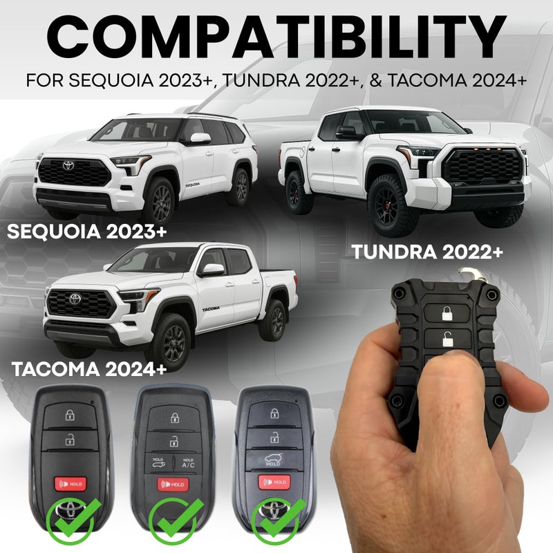 Dubbs Hardware for Toyota Key Fob Case - Heavy-Duty Protective Shell - Precision Fit for Tundra, Tacoma, Sequoia & Corolla - Impact-Resistant & Stylish Upgrade - Enhanced Grip (Black Fob, Black Screws) - Image 2