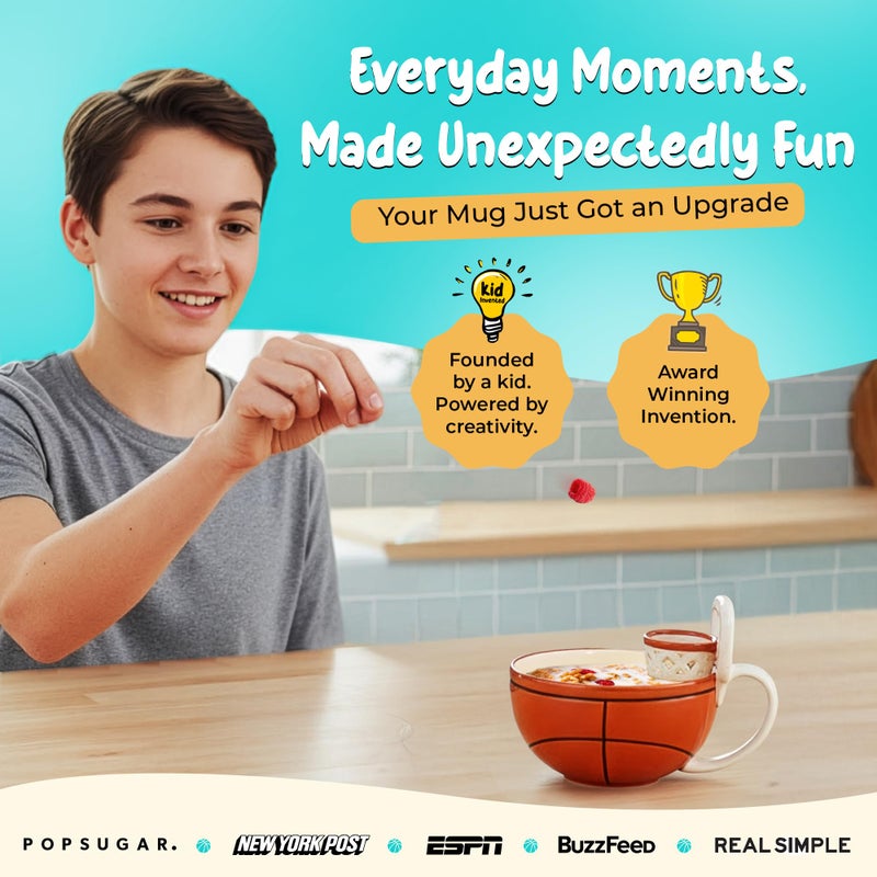 MAX'IS Creations The Mug with a Hoop Basketball Mug Funny Ceramic Coffee Mugs Cereal Bowl Sports Coach Kids Basketball Gifts for Boys 8-12 12-14 Girls Stuff Accessories Mini-Hoop for Kids, 16oz - Image 2