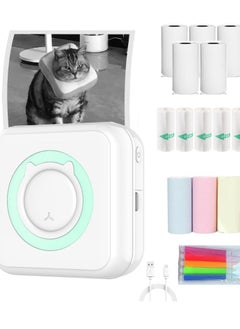 Muyixin Mini Portable Thermal Printer Smart Pocket Inkless Thermal Printer with 13 Rolls Paper and Colored Pens for iOS&Android, Photo Journal Notes Memo  - Image 2
