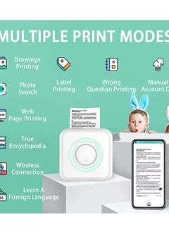 Muyixin Mini Portable Thermal Printer Smart Pocket Inkless Thermal Printer with 13 Rolls Paper and Colored Pens for iOS&Android, Photo Journal Notes Memo  - Image 3