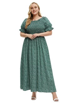 New Summer And Fall Plus-size Women's Dress Green