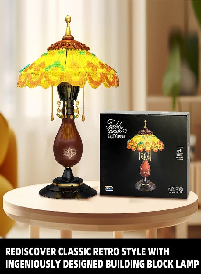 NEWABWN Retro-Style Table Lamp Toy Building Set, Home Décor Accessory for Adults, Gift for Valentines Day for Her & Him - 804 Pieces (Mini Building Blocks) - Image 2