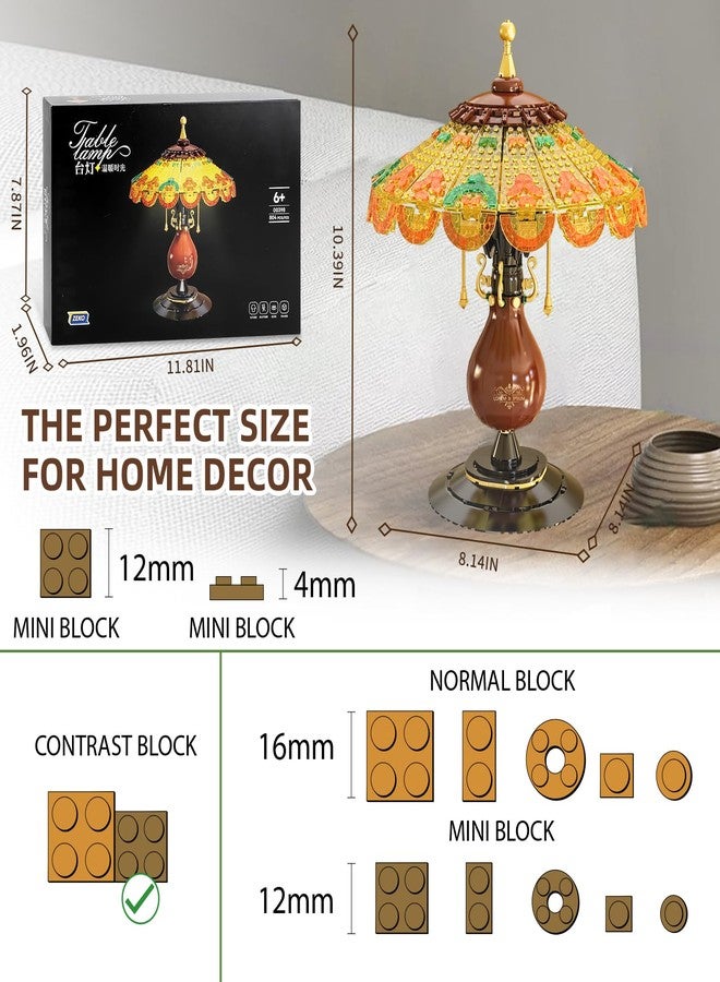 NEWABWN Retro-Style Table Lamp Toy Building Set, Home Décor Accessory for Adults, Gift for Valentines Day for Her & Him - 804 Pieces (Mini Building Blocks) - Image 5
