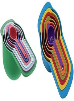 6pcs Kitchen Colourworks Measuring Spoons Measuring Cups Spoon Cup + 6 Pcs of Plastic Measuring Cups and Spoons Set. Stackable, Space Saving, Multi color Design.