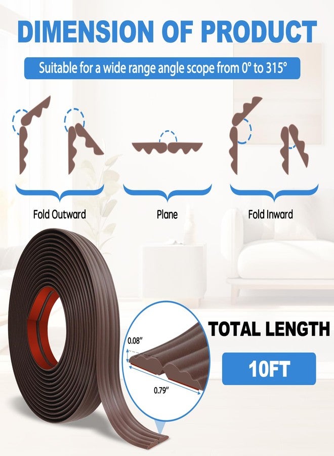 Heonay Wall Corner Protector Peel and Stick Corner Trim Molding Flexible Inside & Outside Wall Edge Guard Self Adhesive Moulding Trim for Edge Use, Brown, 0.8” W x 10’ L - Image 5