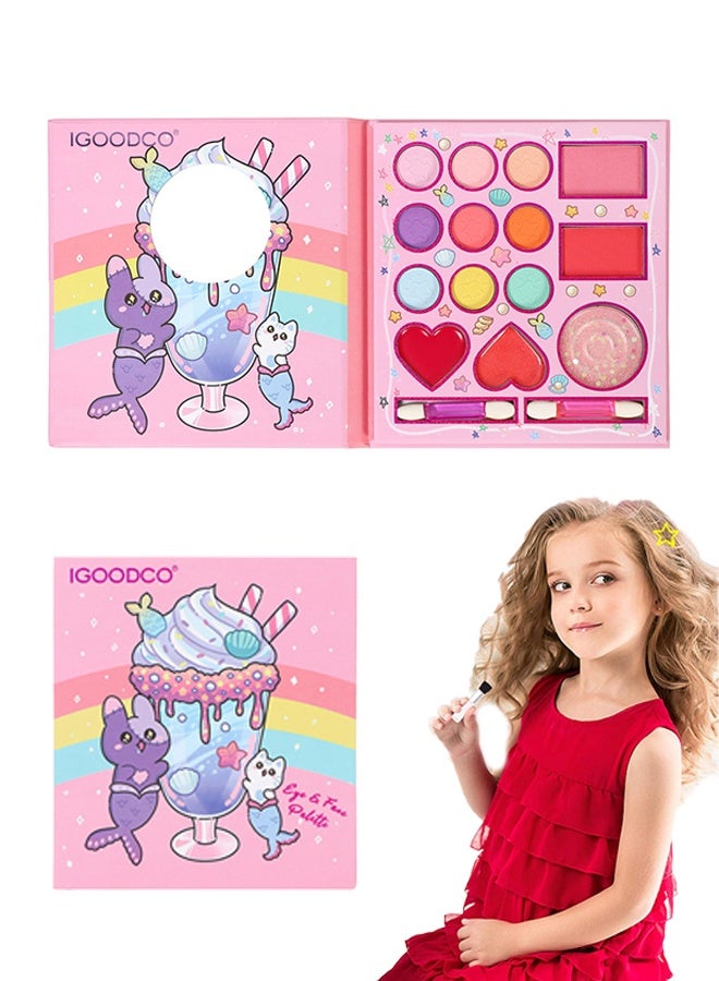 IGOODCO Gift Set for Girls, 14Eyeshadow Colors + 2 Brushes, Creative Makeup Set & Safe Toys for Girls 4+ Beauty Essentials - Image 1