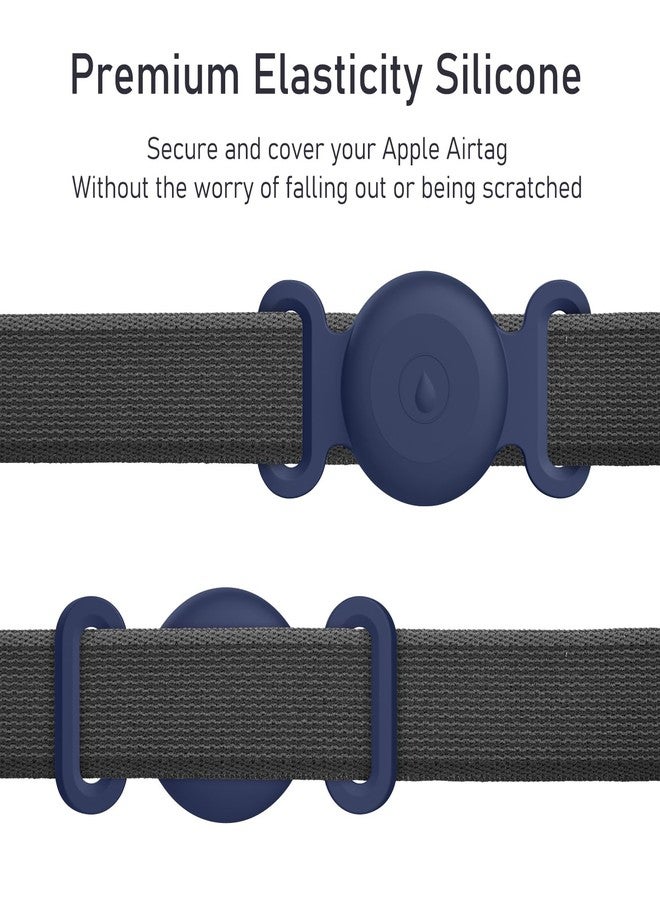 Meliya Airtag Dog Collar Holder for Apple Airtag Dog Tracker, 2 Pack GPS Tracking Accessories Anti-Lost Silicone Air Tag Holder Case for Pet Cat Dog Collars (Midnight Blue, Large) - Image 2