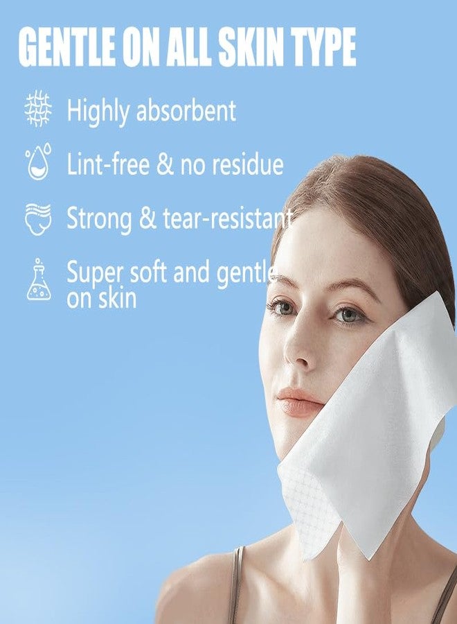 OHOO Disposable Face Towels 10"×12" Makeup Remover and Clean Soft and Thick Dry Wipes Facial Tissue XL Towelettes 50 Count - Image 3