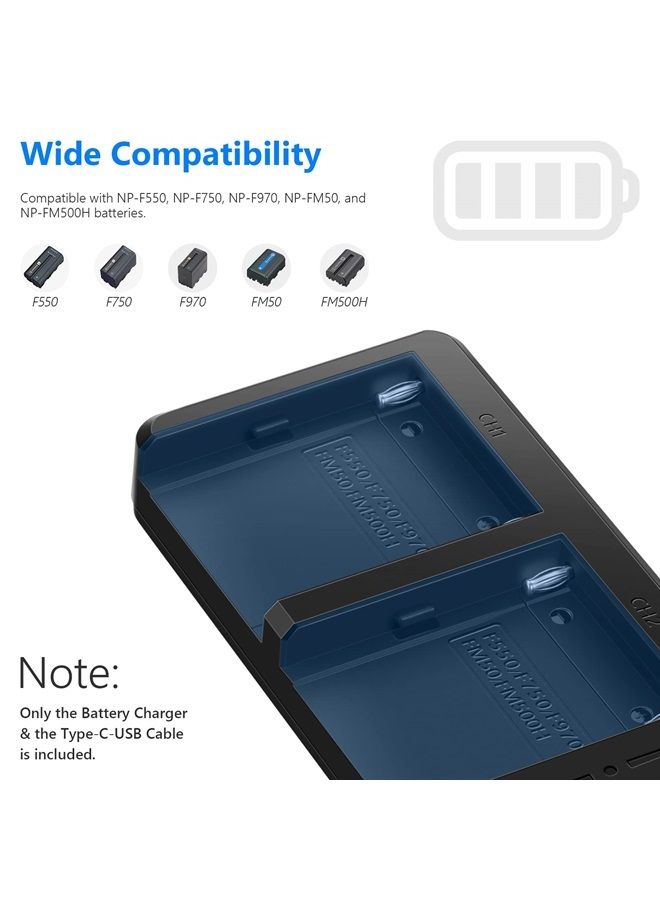 Neewer Dual USB Charger Compatible with Sony NP-F970 NP-F960 NP-F950 NP-F930 NP-F770 NP-F750 NP-F570 NP-F550 Camera Battery, Fast Battery Charger with LCD Display,Versatile Charging Options - Image 5