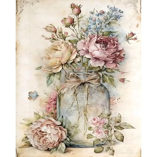 JATOK Paint by Numbers Kit for Adults Beginners Flower DIY Easy Acrylic Oil Painting by Numbers on Canvas PaintbyNumbers Drawing Kits for Gift Home Wall Decor Without Frame 16x20in - Image 1