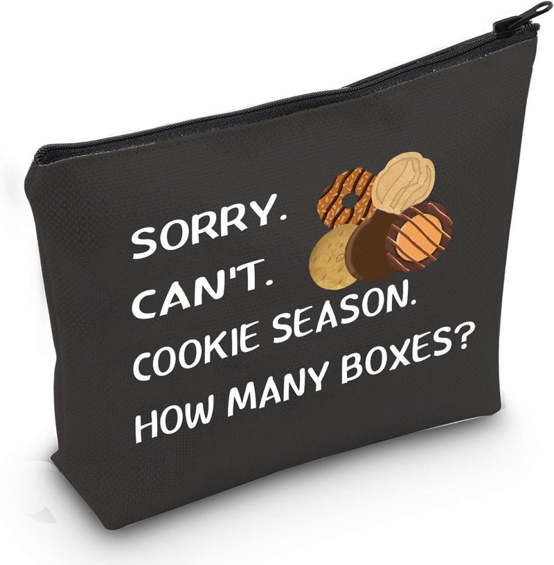 JXGZSO Girl Scout Cookie Cosmetic Bag Sorry Can't Cookie Season How Many Boxers Makeup Pouch (Cookie Season Bag)
