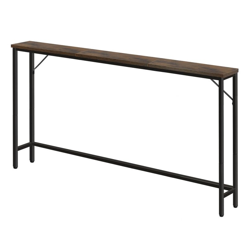FURWOO Slim Console Table for Hallway Industrial Compact Display Table Sofa Table for Small SpacesRustic Brown