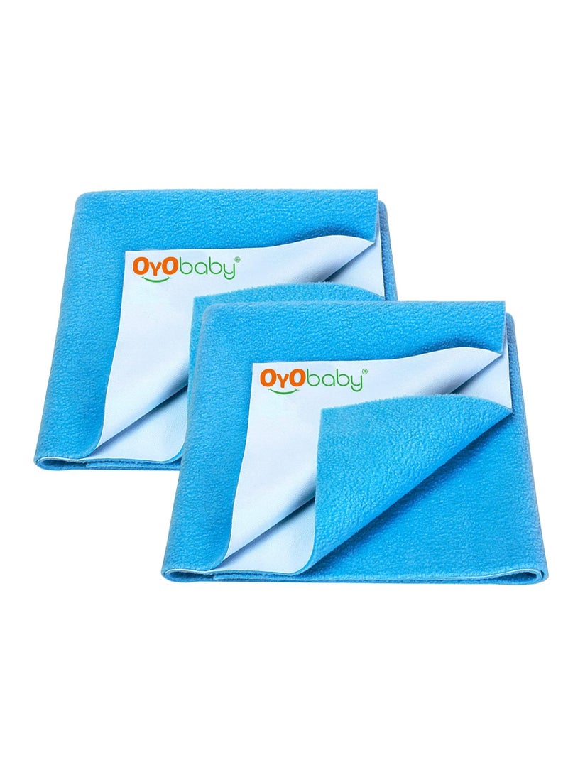 OYO BABY Reuseable Waterproof Dry Sheet for New
  Toddler Infant Baby | Extra Absorbent Quick Dry Sheet | Instadry Anti-Piling
  Fleece Baby Bed Protector Sheet | Pack of 2 - Small Size 70 X 50 cm, Firoza - Image 1