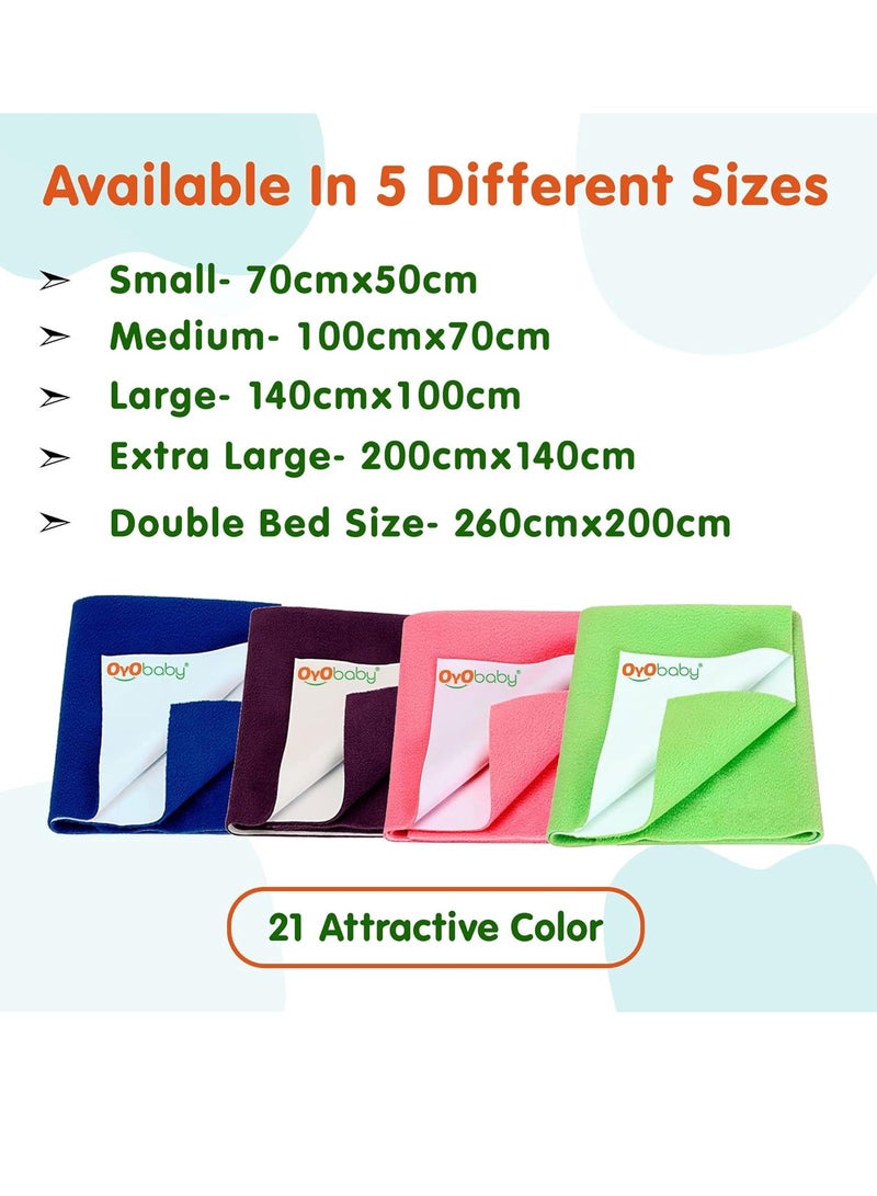 OYO BABY Reuseable Waterproof Dry Sheet for New
  Toddler Infant Baby | Extra Absorbent Quick Dry Sheet | Instadry Anti-Piling
  Fleece Baby Bed Protector Sheet | Pack of 2 - Small Size 70 X 50 cm, Firoza - Image 2