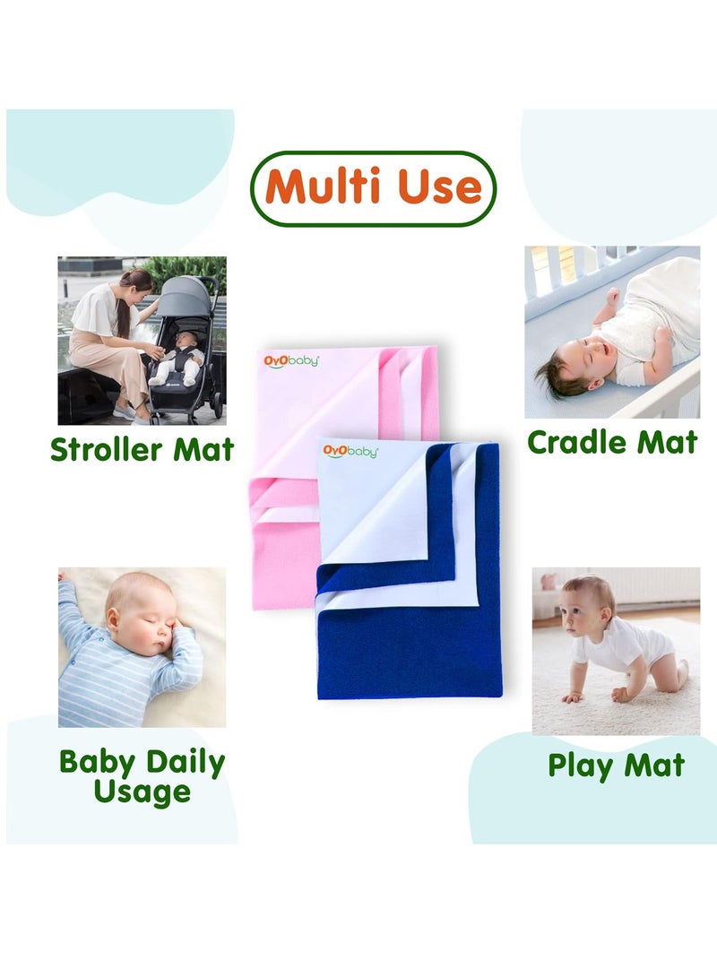 OYO BABY Reuseable Waterproof Dry Sheet for New
  Toddler Infant Baby | Extra Absorbent Quick Dry Sheet | Instadry Anti-Piling
  Fleece Baby Bed Protector Sheet | Pack of 2 - Small Size 70 X 50 cm, Firoza - Image 5