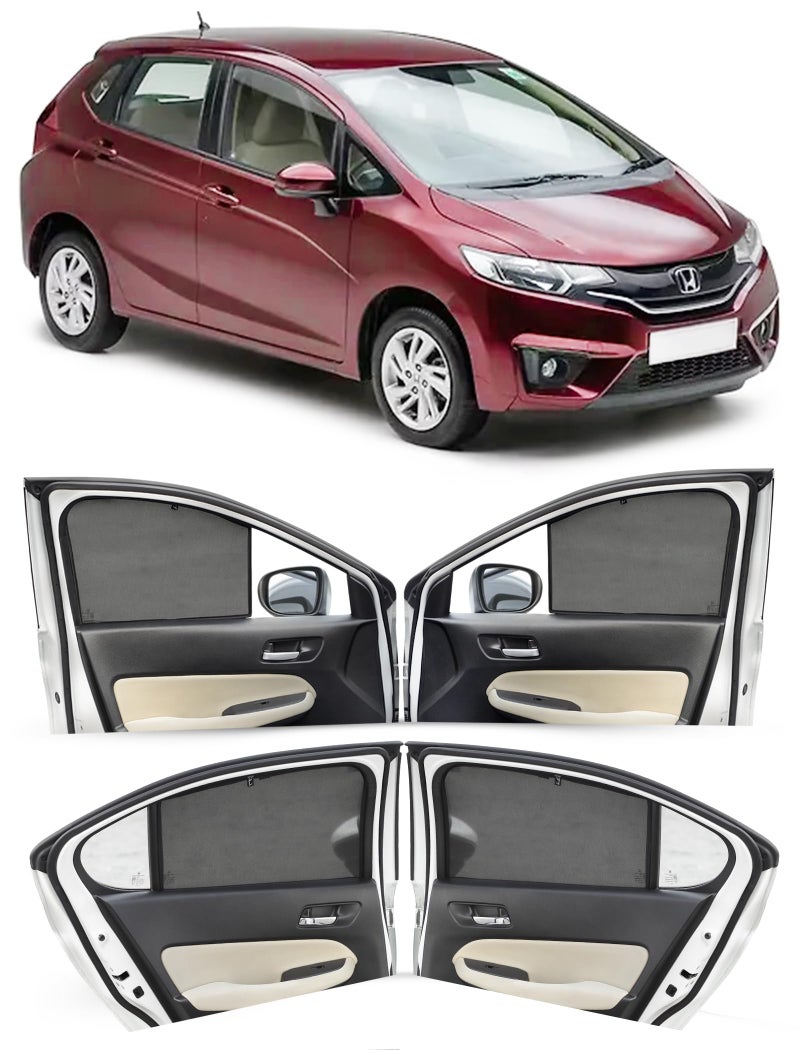 Autofact Car Sunshades for Honda Jazz (2015 to 2024), UV Protection, Useful Car Accessories, Custom fit Sun Shades for Side Windows, Set of 4 - Image 1