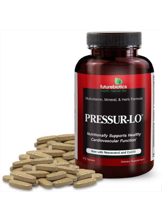 Futurebiotics Pressur Lo Multi Vitamin Mineral & Herb Formula Coq10 Garlic Calcium Magnesium Niacin Resveratrol Manufactured In An Cgmp Registered Facility Heavy Metal Tested 270 Tablets - Image 2