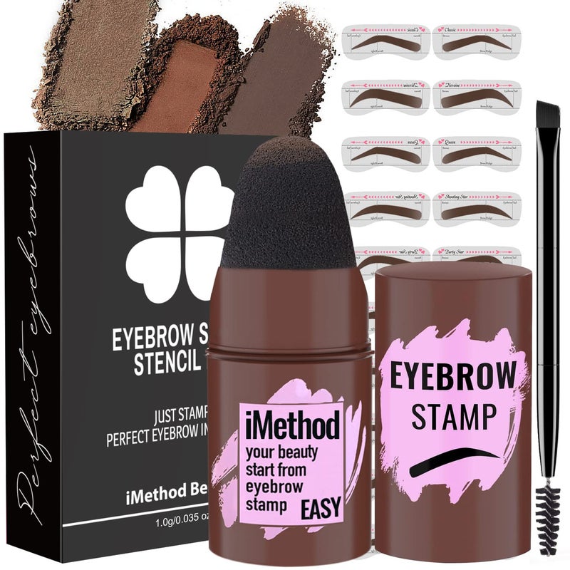 iMethod iMethod Eyebrow Stamp and Eyebrow Stencil Kit  Eyebrow Stamp and Shaping Kit for Perfect Brow Eye Brow Shaping Kit Longlasting Dark Brown