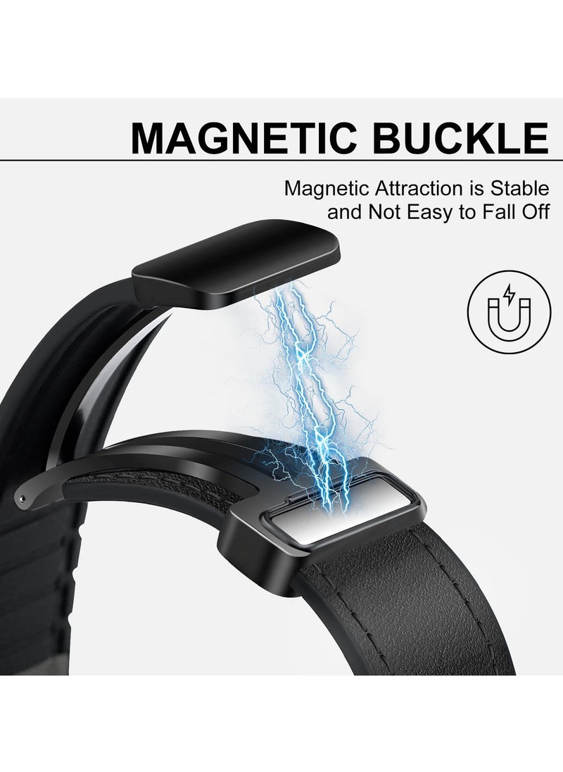 Generic - Magnetic Leather Watch Band for Apple Watch, Compatible with 49mm 45mm 44mm 42mm, Genuine Leather Strap with Magnetic Buckle, Fits for Apple Watch Ultra 9 8 7 Series, Black - Image 1